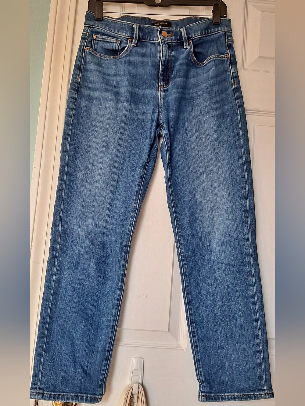Ann Taylor Straight-Leg Medium Blue Jeans